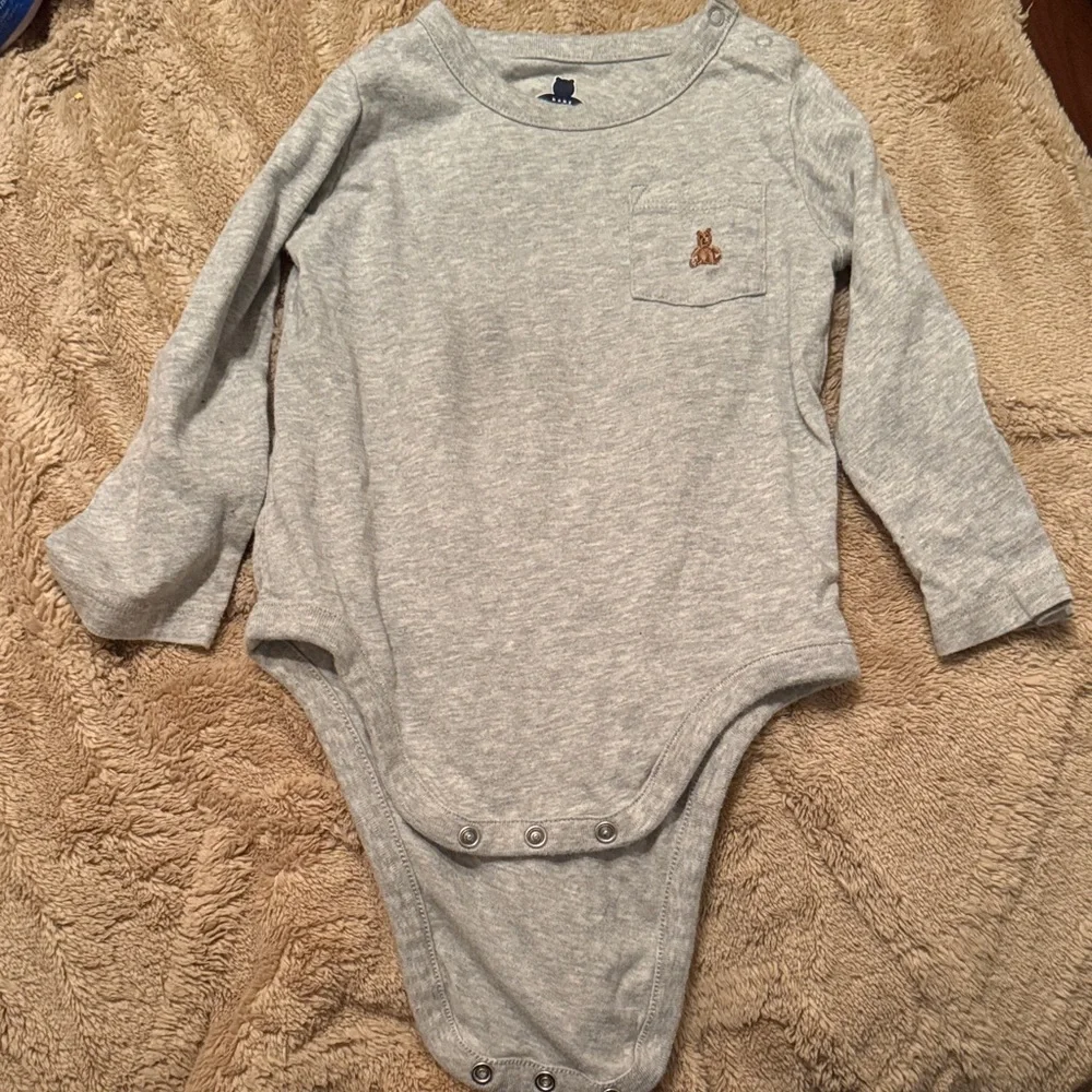 BUNDLE GET 2 Navy & GRAY  LSleeve Kids One-Piece Bodysuit - Embroidered Pocket
